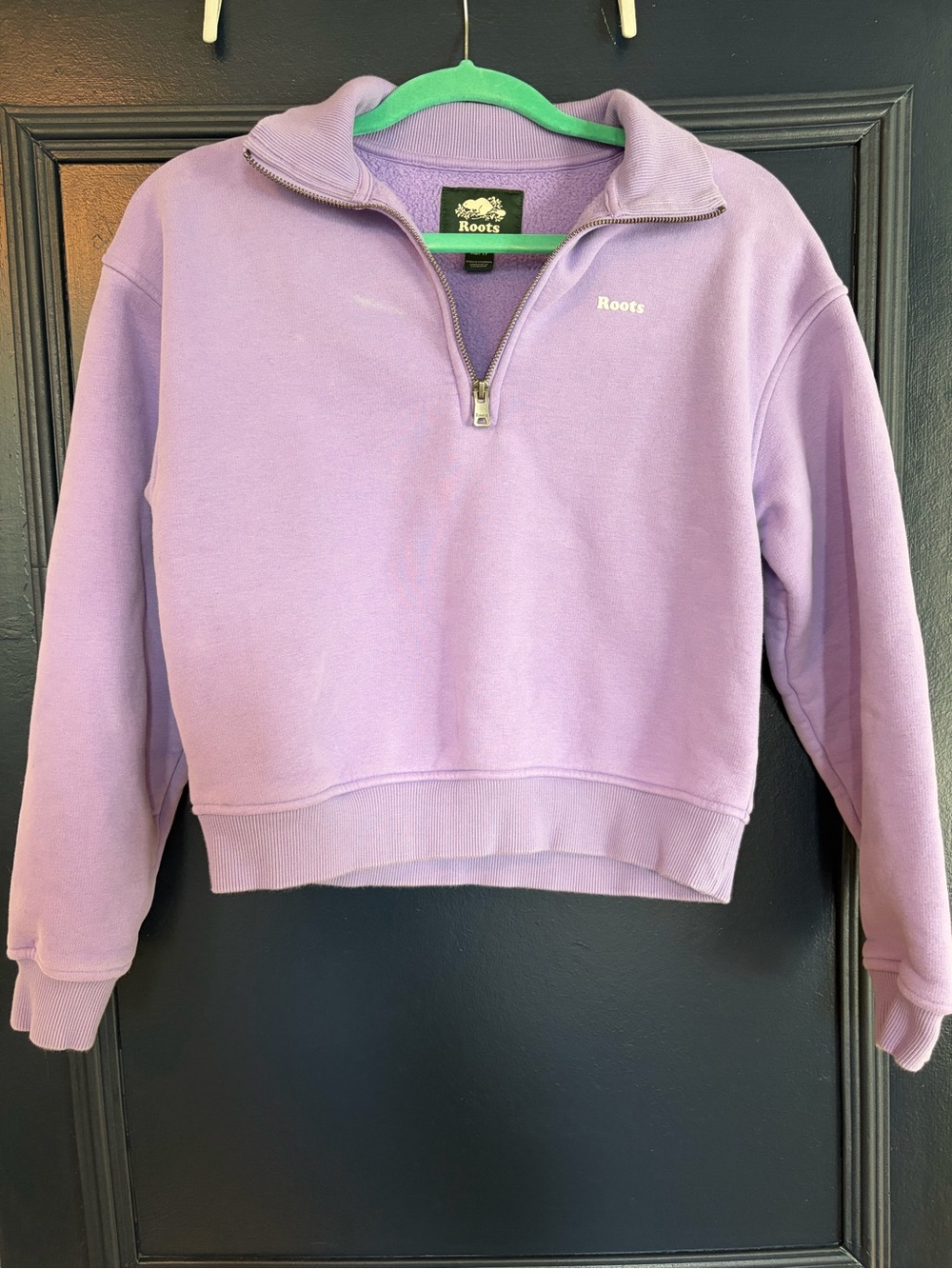 Roots Cloud Half Zip Cropped Sweatshirt Lavender XS
